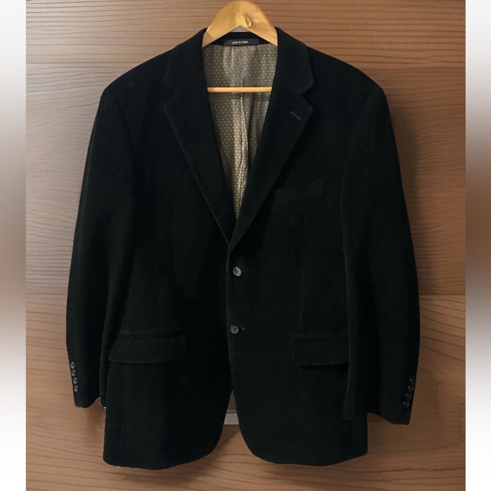 Calvin Klein Men’s Black Corduroy Sport Coat Classic Double Vented Timeless 42R